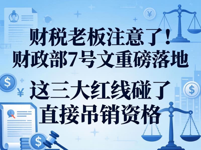 财税老板注意了！财政部7号文重磅落地，这三大红线碰了直接吊销资格！